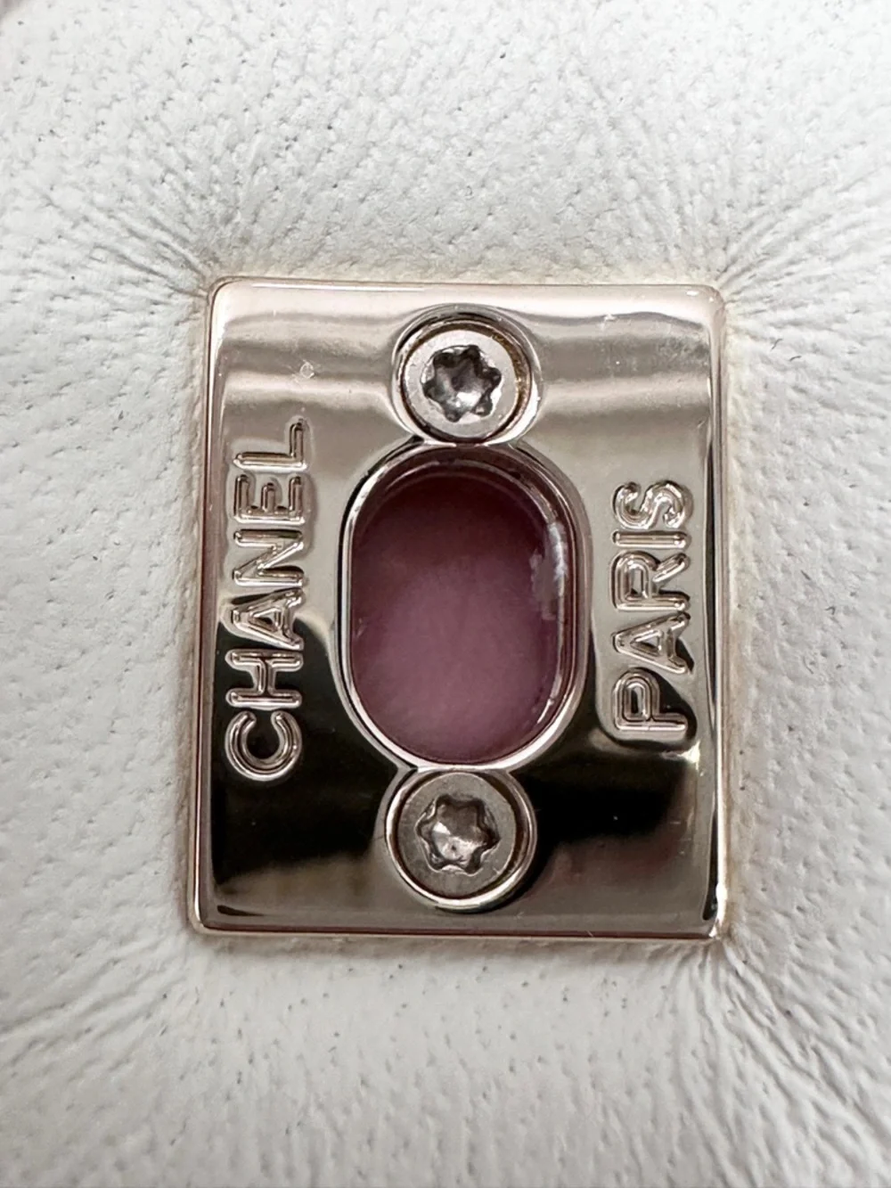 CHANEL BLAZY WHITE SQUARE TOE LEATHER CRUNCHY FLATS GOLD TURN LOCK CC LOGO 36.5 - Picture 14 of 16